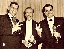 Robert, Fred Astaire and Richard after winning Oscars for 'Best Song' and 'Best Song Score' (1965) for Mary Poppins.